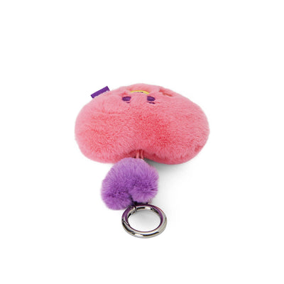 BT21 TATA BABY Flat Fur Purple Heart Face Keychain