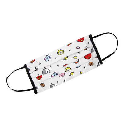 BT21 Pleated Fashion Face Mask White