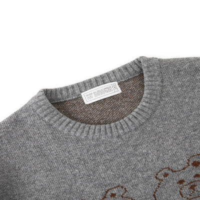 LINE FRIENDS Made By BROWN Graphic Knit Pullover Grey