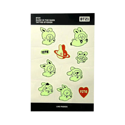 BT21 Glow in the Dark Rabbit Tattoo Sticker 3pcs Set