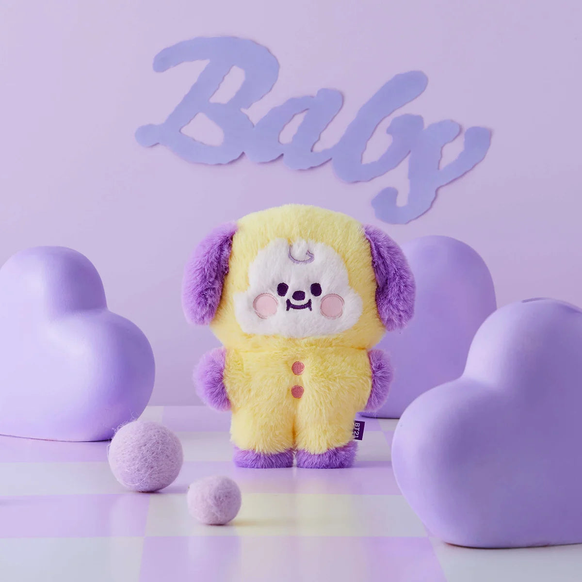 BT21 KOYA BABY Flat Fur Purple Heart Standing Doll - LINE FRIENDS_US