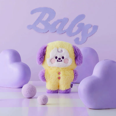 BT21 CHIMMY BABY Flat Fur Purple Heart Standing Doll