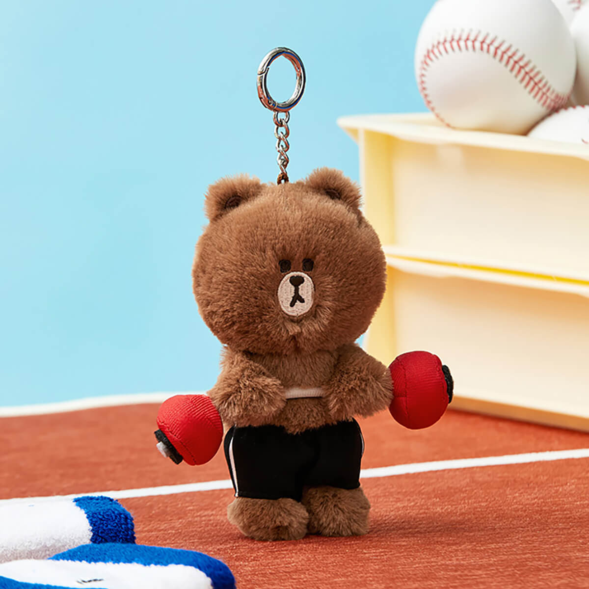 LINE FRIENDS BROWN Weightlifting Field Day Plush Keyring