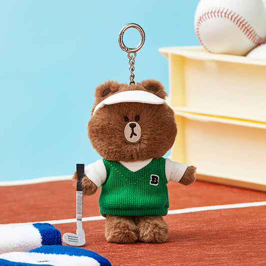 LINE FRIENDS BROWN Golf Field Day Plush Keyring