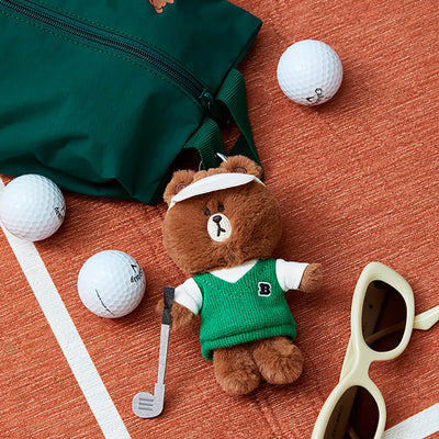 LINE FRIENDS BROWN Golf Field Day Plush Keyring