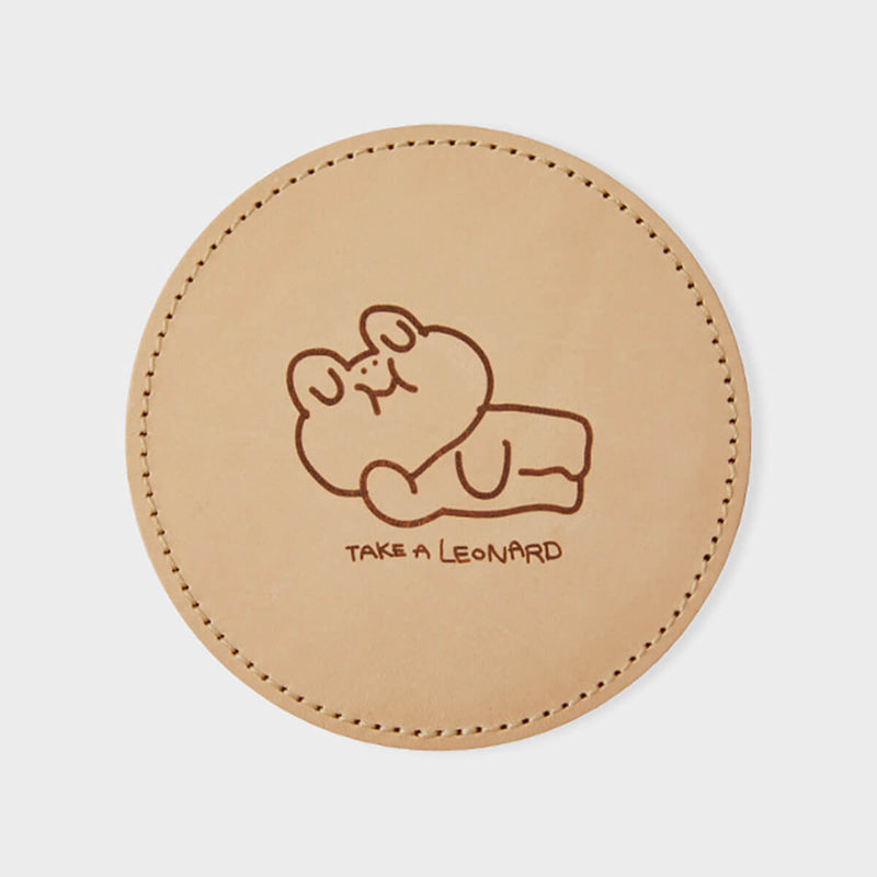 LINE FRIENDS LEONARD Original Leather Coaster