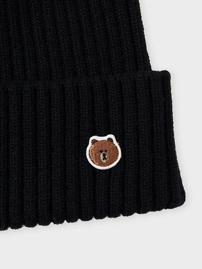 LINE FRIENDS Made by BROWN Knit Beanie Black Ver. 2