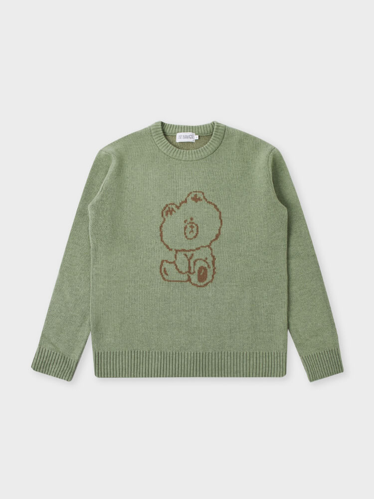 LINE FRIENDS Made by BROWN Drawing Knit Green