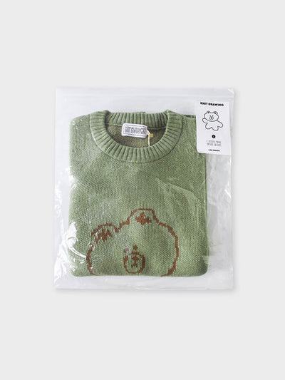 LINE FRIENDS Made by BROWN Drawing Knit Green