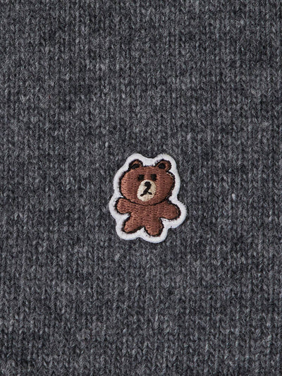 LINE FRIENDS Made by BROWN Wappen Knit Grey