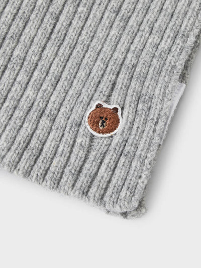 LINE FRIENDS Made by BROWN Knit Short Muffler Grey