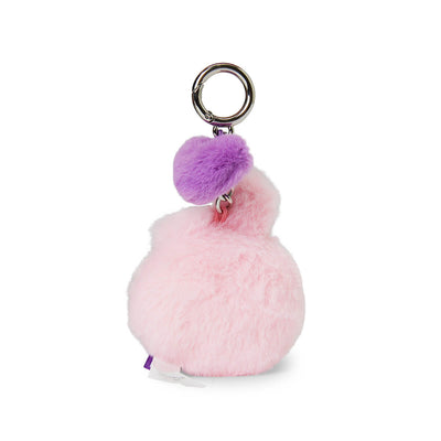 BT21 COOKY BABY Flat Fur Purple Heart Face Keychain