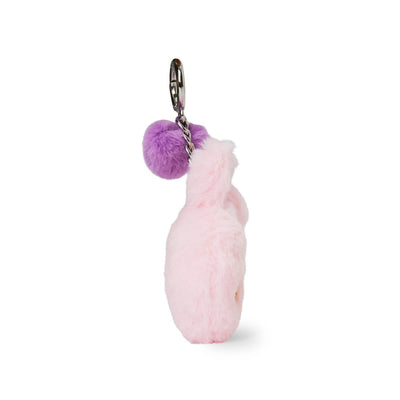 BT21 COOKY BABY Flat Fur Purple Heart Face Keychain