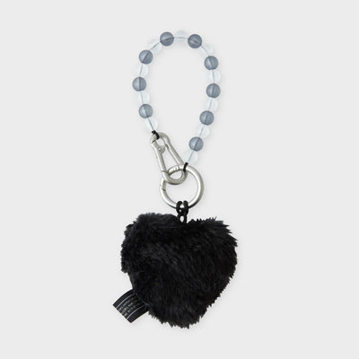 COLLER Heart Shaped Furry Plush Keyring Black