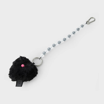 COLLER Heart Shaped Furry Plush Keyring Black