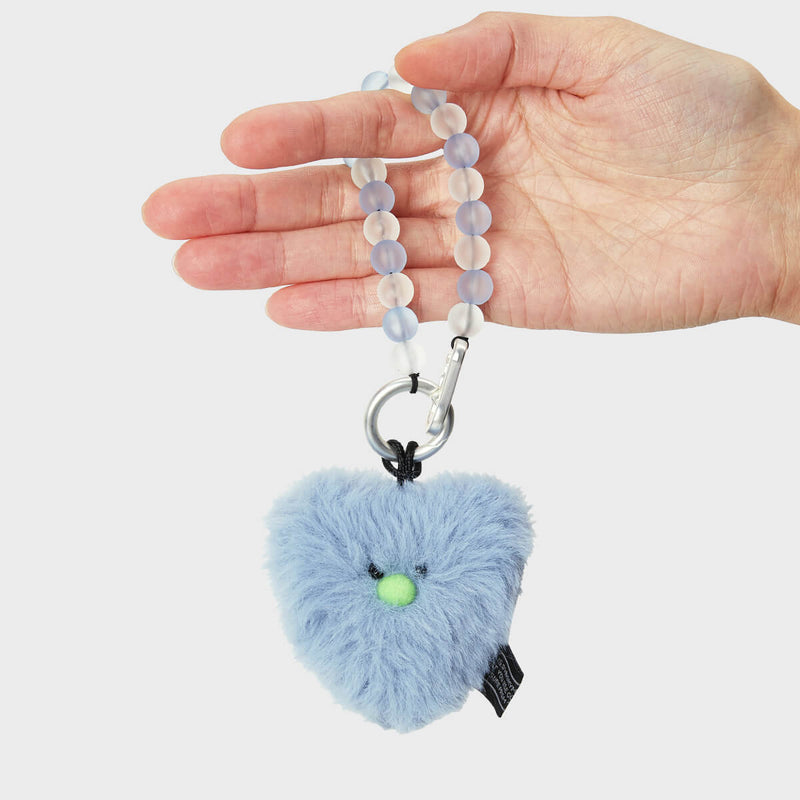 COLLER Heart Shaped Furry Plush Keyring Blue