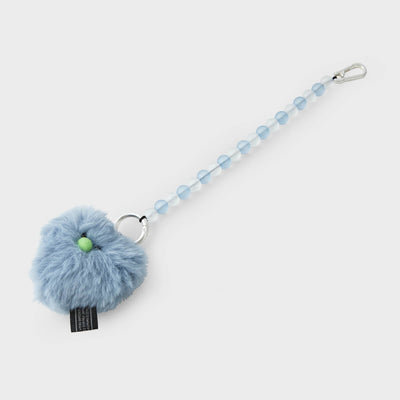 COLLER Heart Shaped Furry Plush Keyring Blue