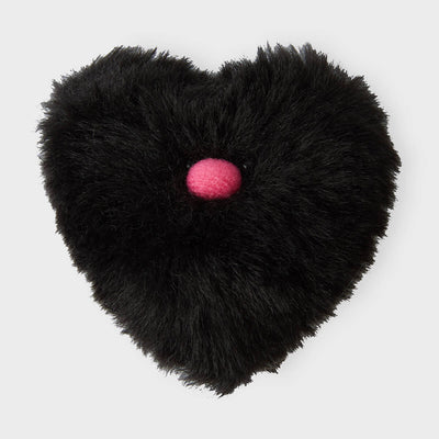 COLLER Heart Shaped Furry Plush Sticon Black