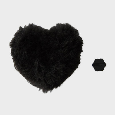 COLLER Heart Shaped Furry Plush Sticon Black