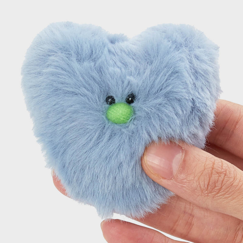 COLLER Heart Shaped Furry Plush Sticon Blue
