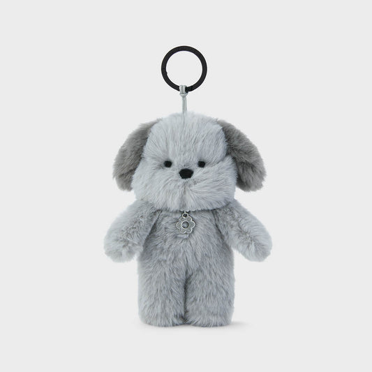 COLLER Furry Puppy Plush Keyring Grey