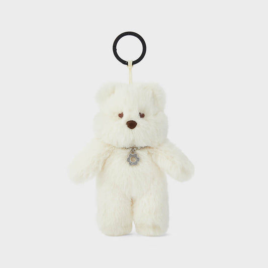 COLLER Furry Bear Plush Keyring Ivory