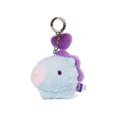 BT21 MANG BABY Flat Fur Purple Heart Face Keychain