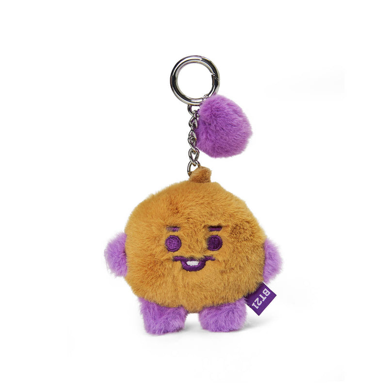 BT21 SHOOKY BABY Flat Fur Purple Heart Face Keychain