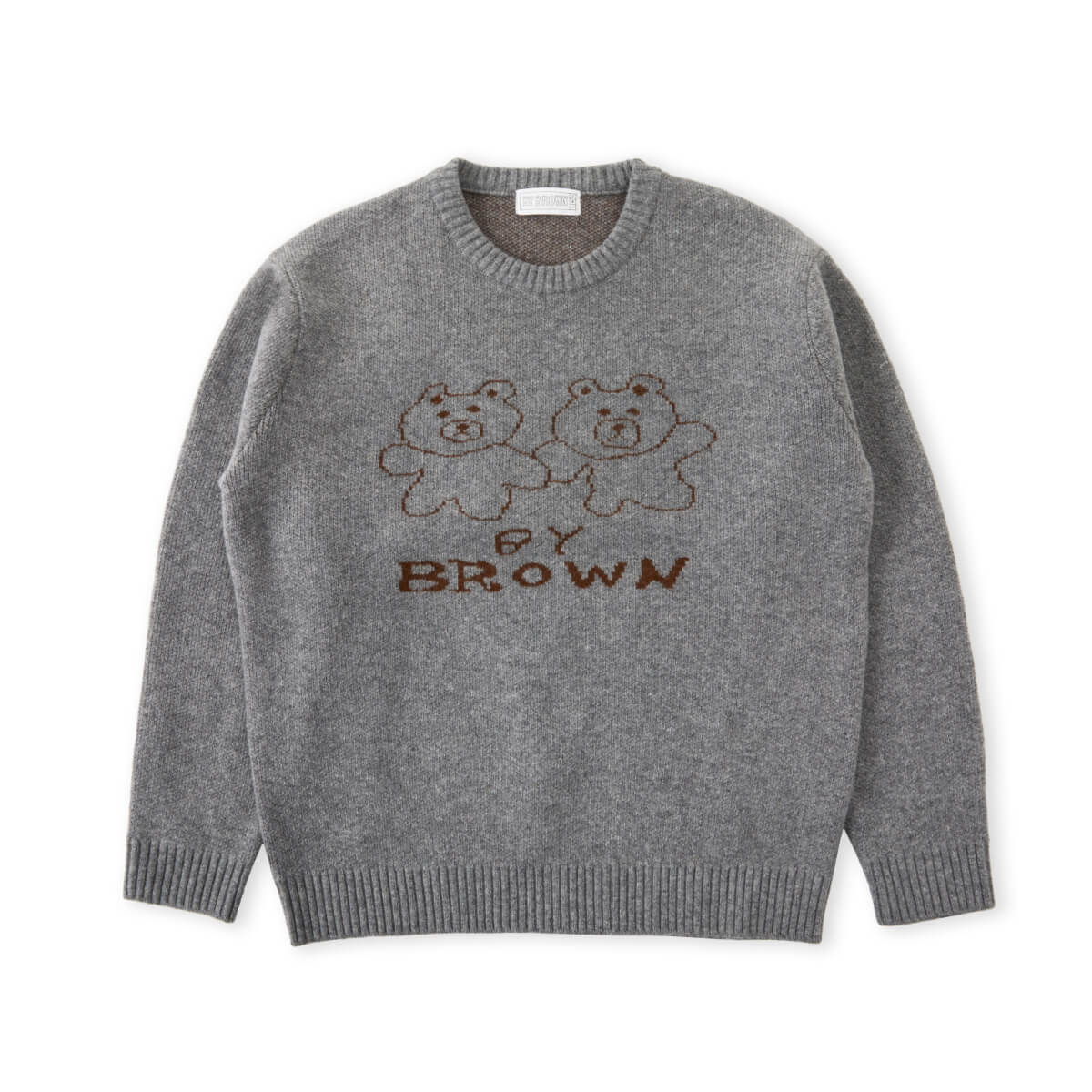 LINE FRIENDS Made By BROWN Graphic Knit Pullover Grey