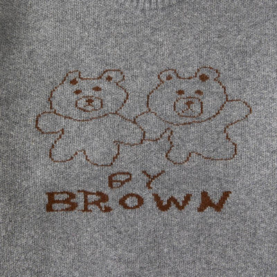 LINE FRIENDS Made By BROWN Graphic Knit Pullover Grey