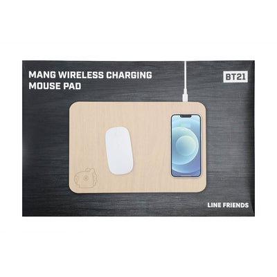 BT21 MANG Wood-like Mousepad + Wireless Charger