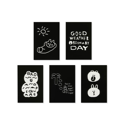 LINE FRIENDS with INAPSQUARE Sticker Pack Black 5 Pcs